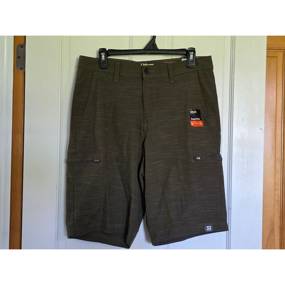 Urban Pipeline SuperFlex Men 32 Cargo Shorts Brown Stripe Heather Hybrid Stretch